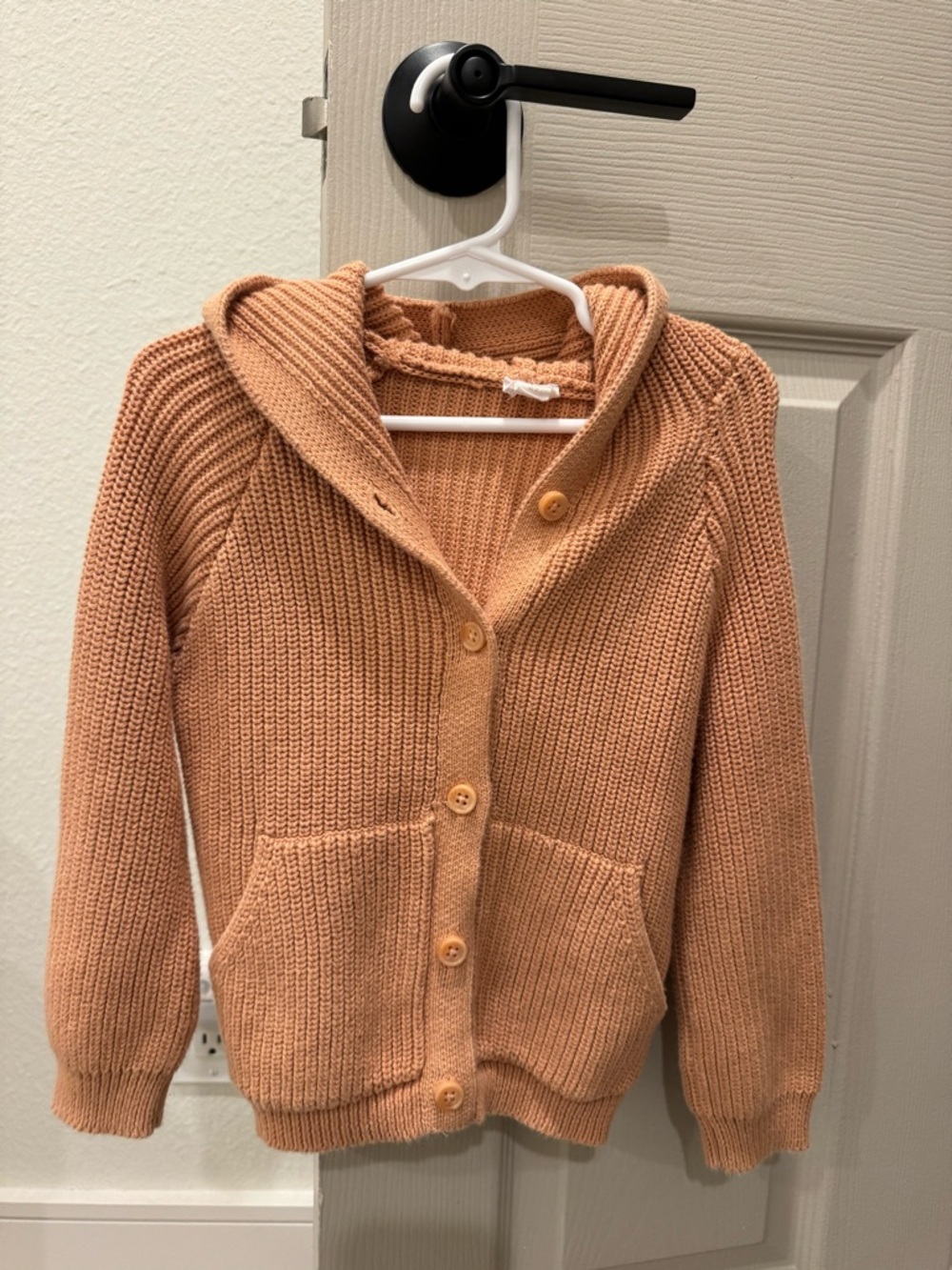 Jamie Kay Girl’s Cozy Hooded Button-Front Sweater - Peach